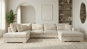 Canapé panoramique déhoussable MARBELLA en tweed - TRUST INDUSTRIE - Ecru- Angle droit - 