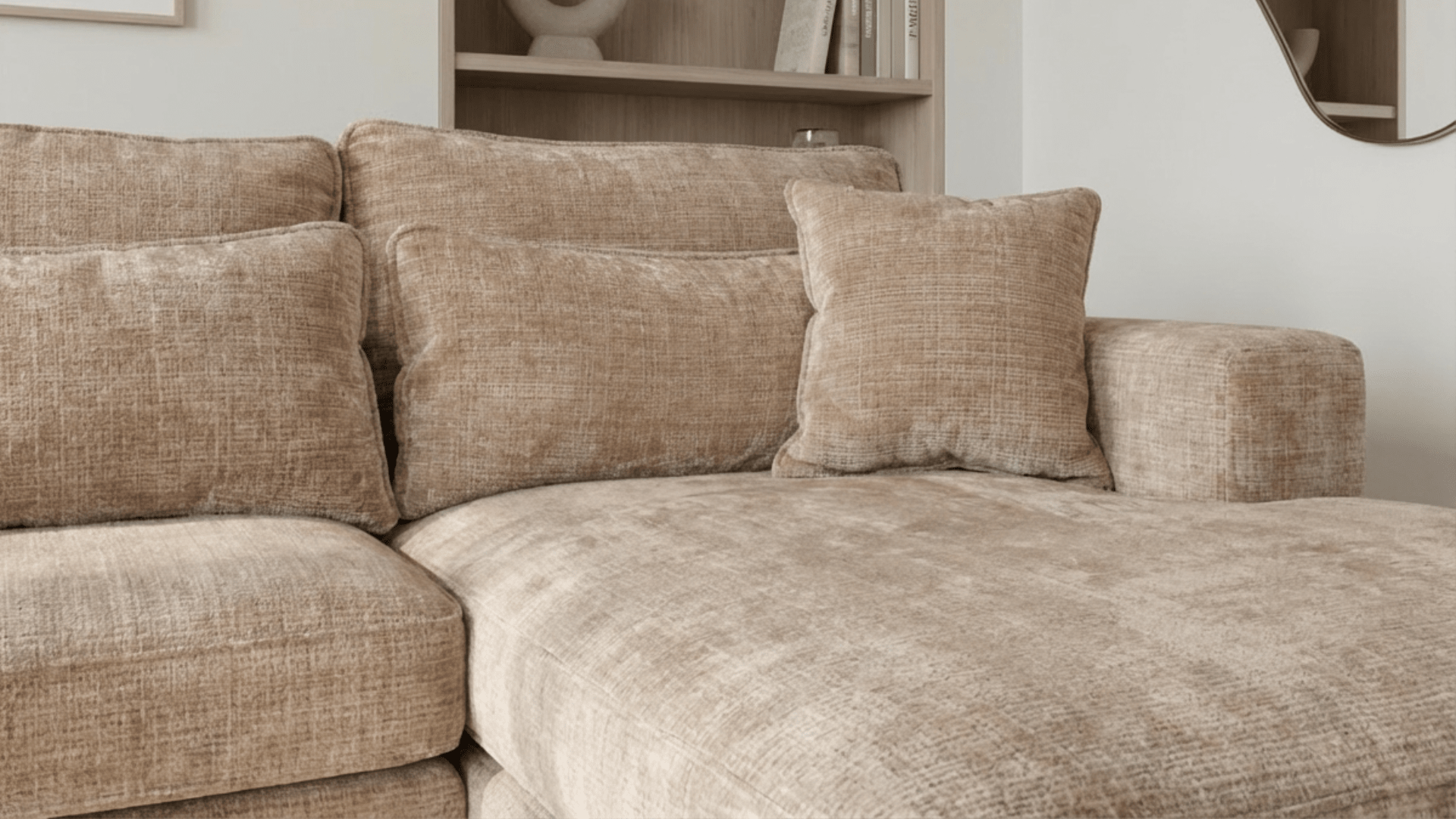 Canapé panoramique déhoussable MARBELLA en tweed - TRUST INDUSTRIE - Beige 05 - Angle droit - 
