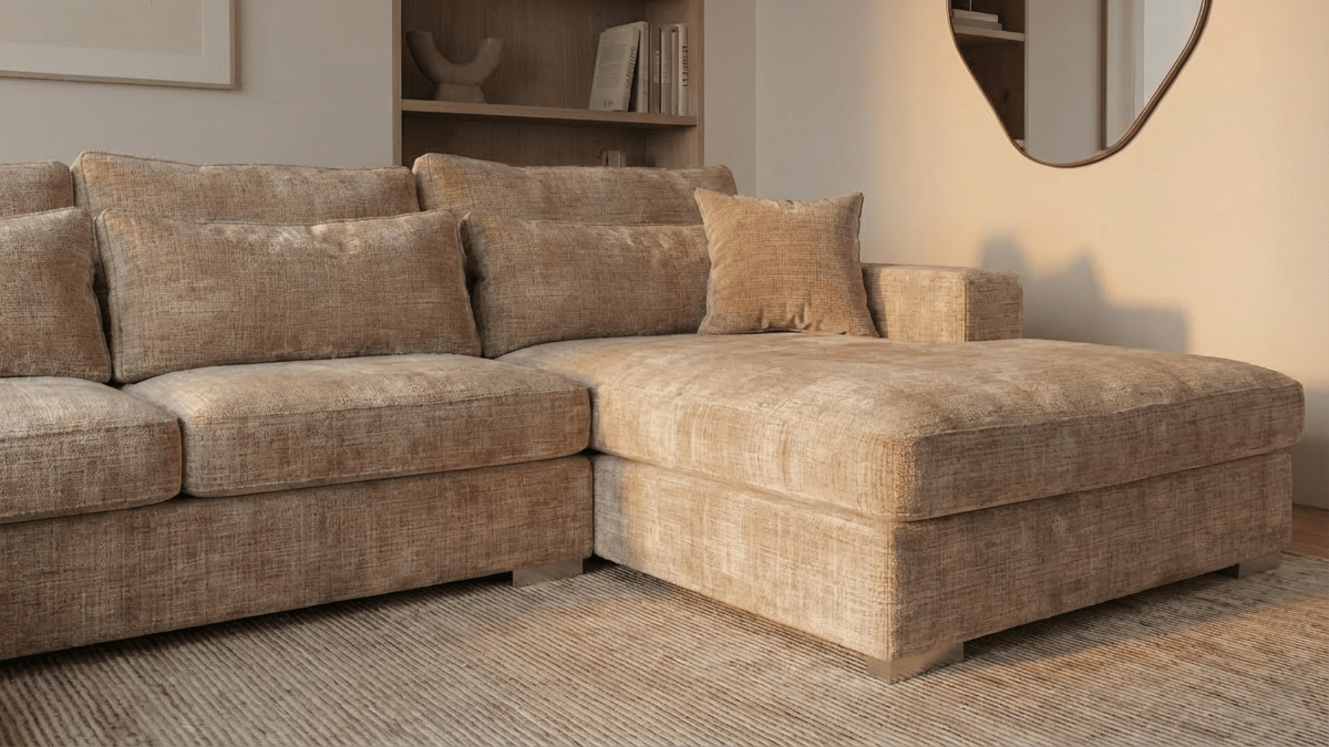 Canapé panoramique déhoussable MARBELLA en tweed - TRUST INDUSTRIE - Beige 05 - Angle droit - 