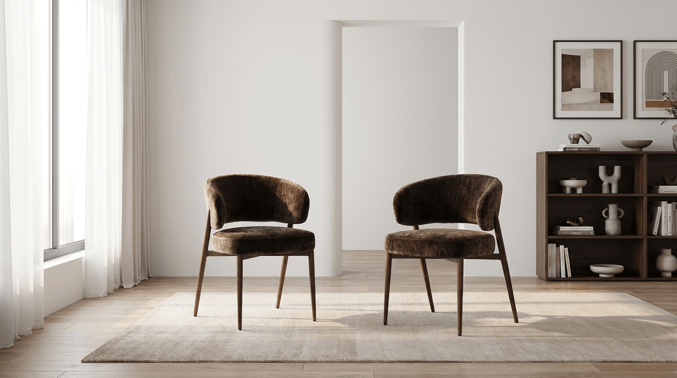 Chaise FUJI design en tissu avec accoudoirs - TRUST INDUSTRIE - Umber - 