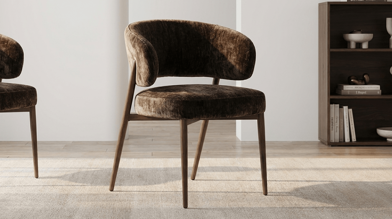 Chaise FUJI design en tissu avec accoudoirs - TRUST INDUSTRIE - Umber - 