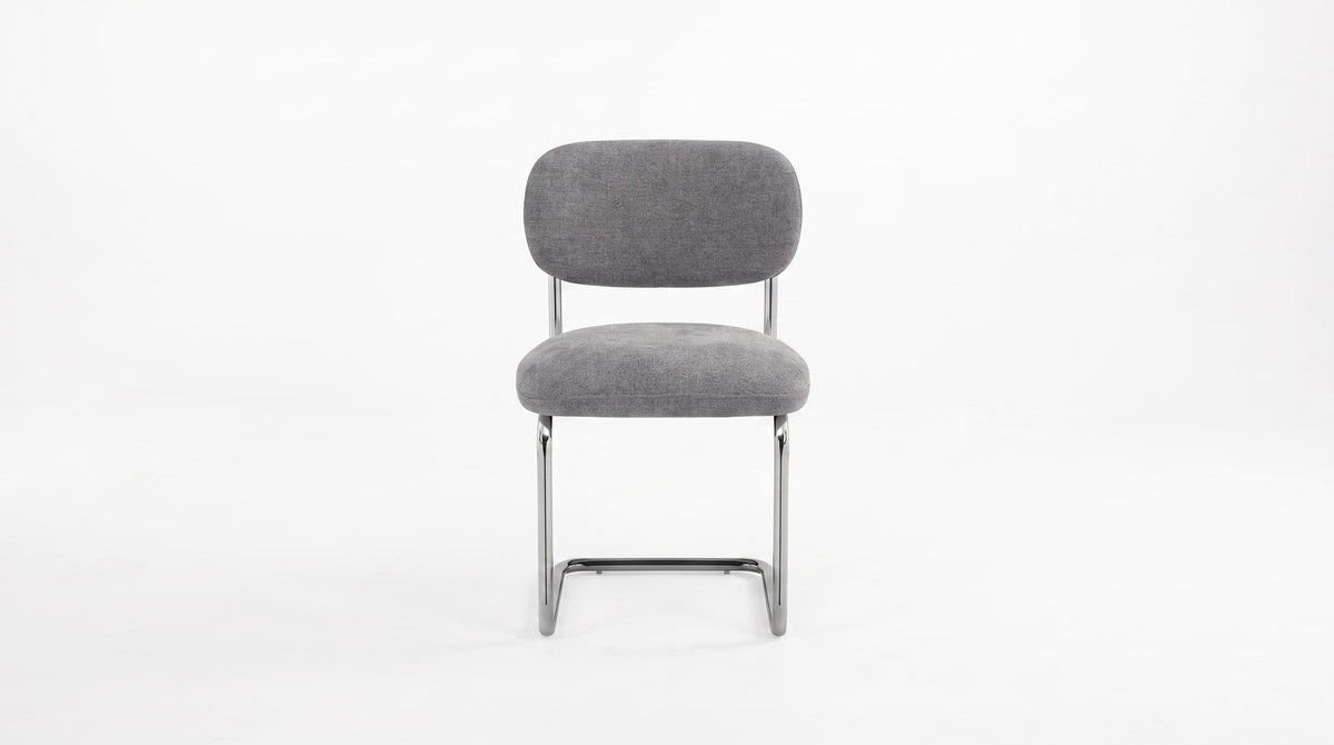CHAISE ARC TISSU MARBELLA Assise Gris Pied Chrome