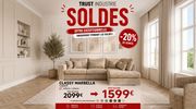 Canapé d'angle déhoussable 7 places CLASSIQUE MARBELLA en tweed