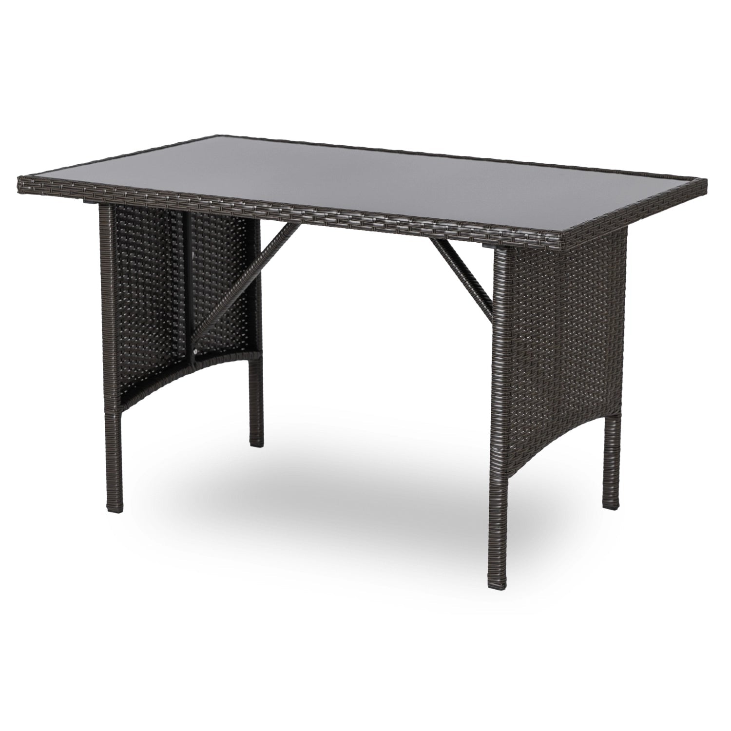 Ensemble de jardin ATLANTA en résine tressée avec table rectangulaire en verre - TRUST INDUSTRIE - Marron - 