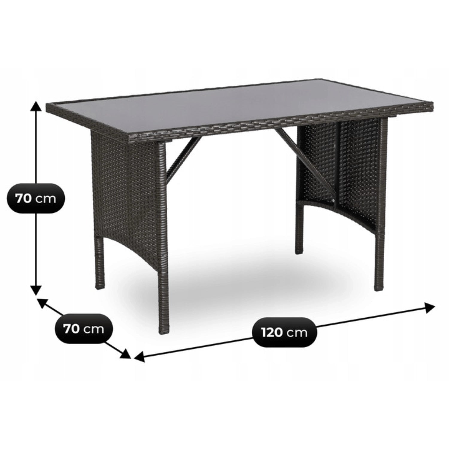 Ensemble de jardin ATLANTA en résine tressée avec table rectangulaire en verre - TRUST INDUSTRIE - Marron - 