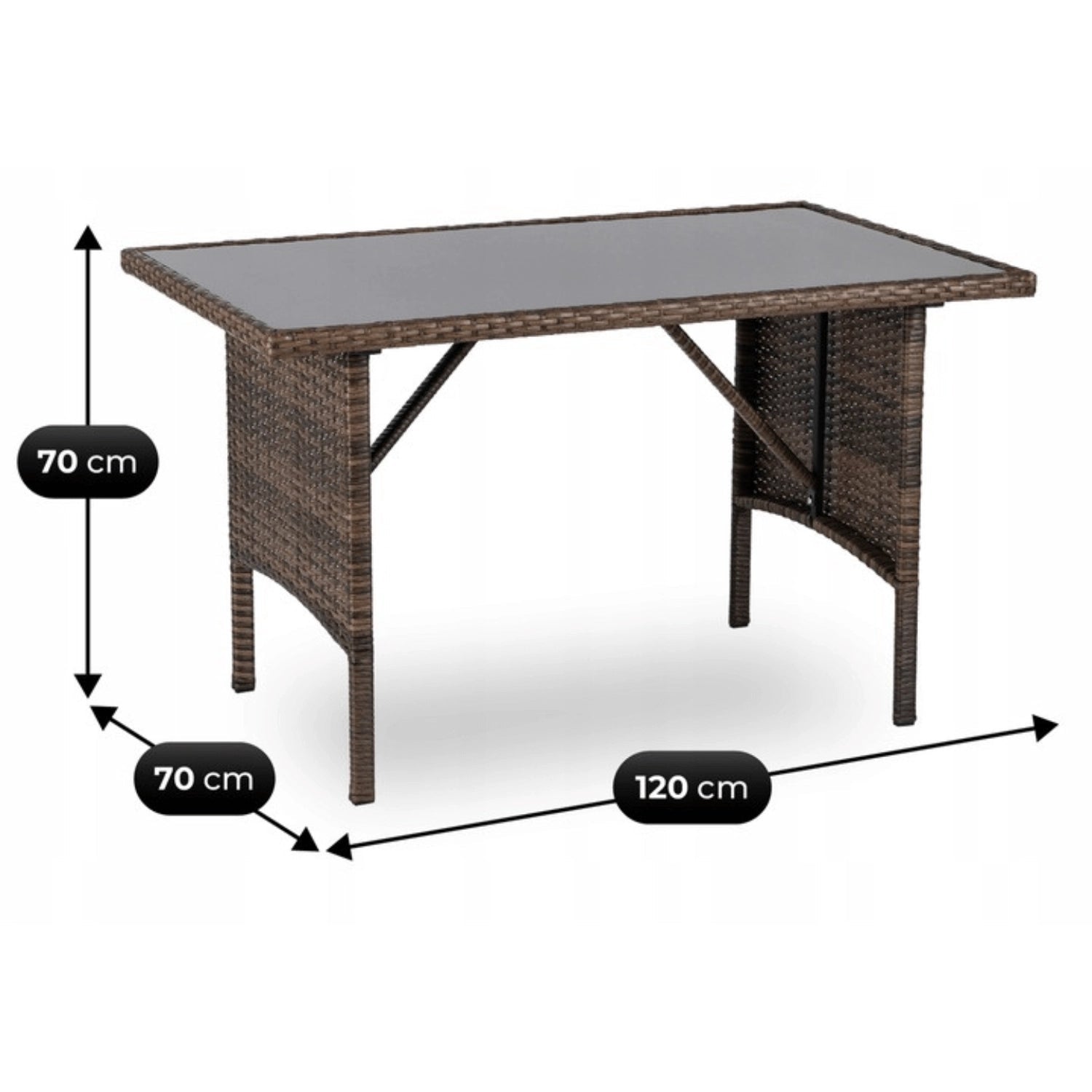 Ensemble de jardin ATLANTA en résine tressée avec table rectangulaire en verre - TRUST INDUSTRIE - Marron - 