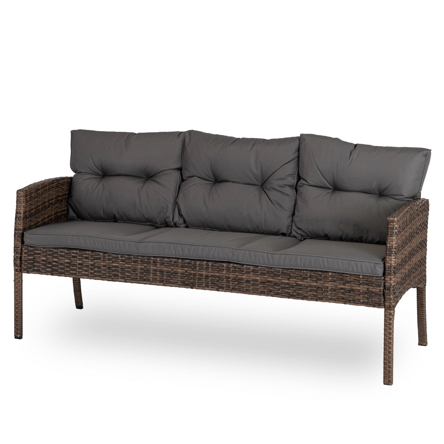 Ensemble de jardin ATLANTA en résine tressée avec table rectangulaire en verre - TRUST INDUSTRIE - Marron - 