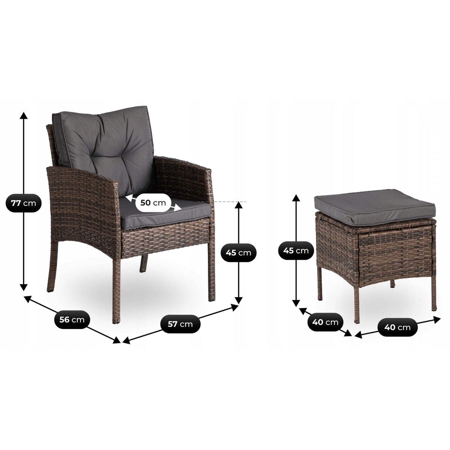 Ensemble de jardin ATLANTA en résine tressée avec table rectangulaire en verre - TRUST INDUSTRIE - Marron - 