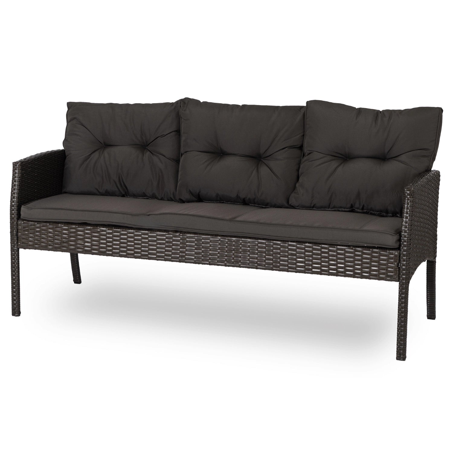 Ensemble de jardin ATLANTA en résine tressée avec table rectangulaire en verre - TRUST INDUSTRIE - Marron - 