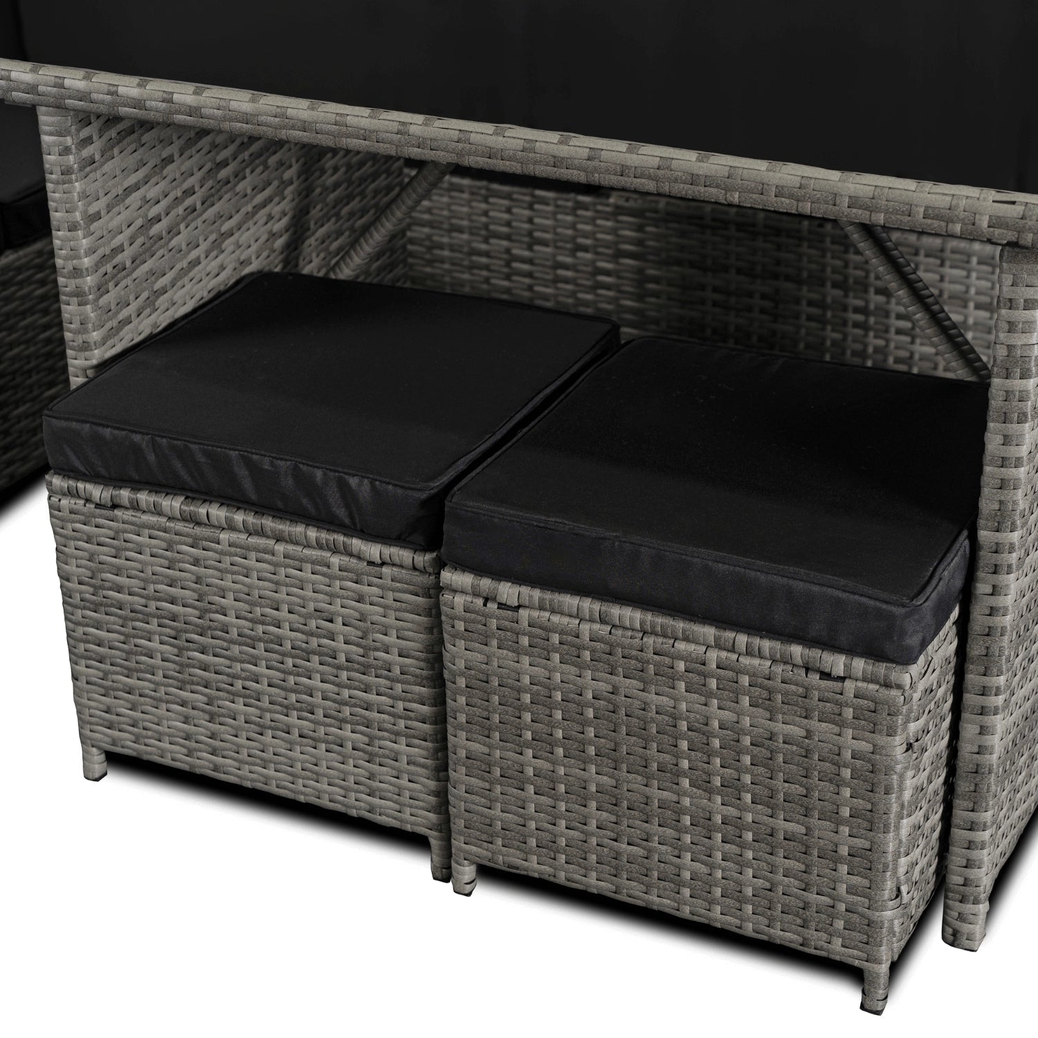 Ensemble de jardin DALLAS en résine tressée avec table rectangulaire en verre - TRUST INDUSTRIE - Gris - 