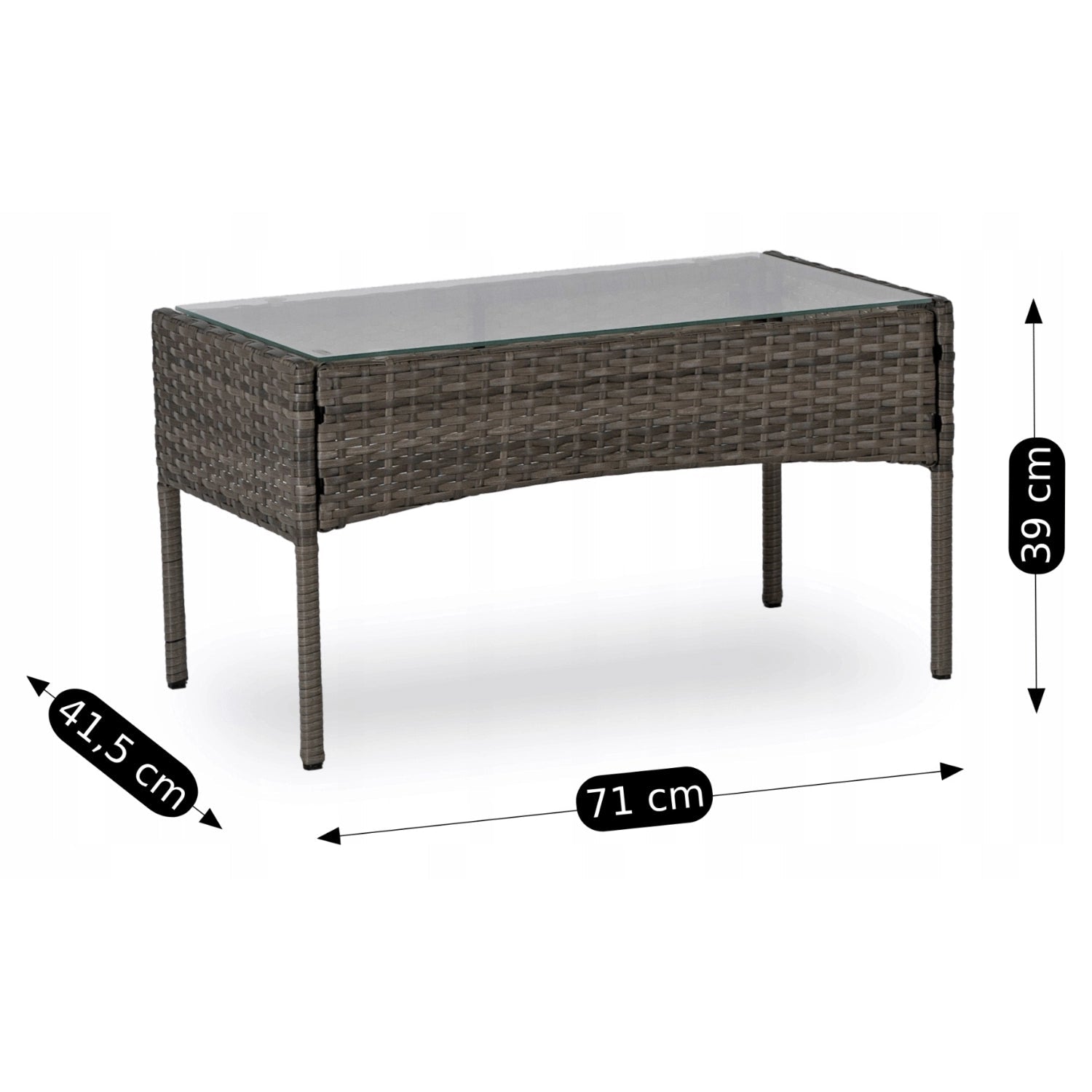 Ensemble de jardin MISSISSIPI en résine tressée avec table rectangulaire en verre - TRUST INDUSTRIE - Gris - 
