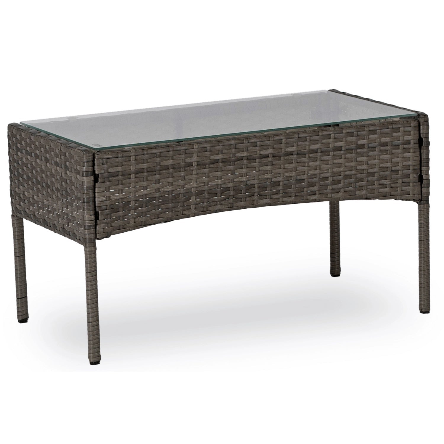 Ensemble de jardin MISSISSIPI en résine tressée avec table rectangulaire en verre - TRUST INDUSTRIE - Gris - 