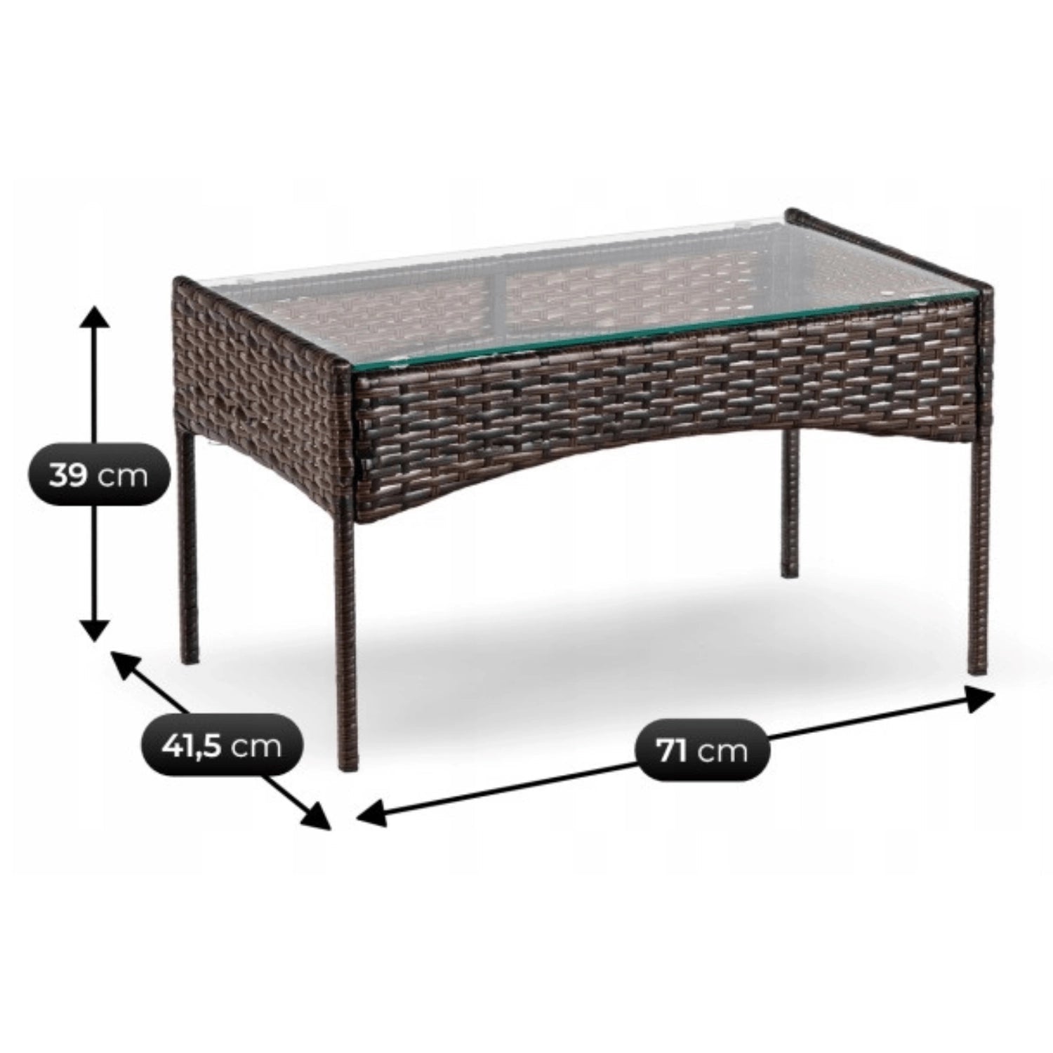 Ensemble de jardin MISSISSIPI en résine tressée avec table rectangulaire en verre - TRUST INDUSTRIE - Marron - 