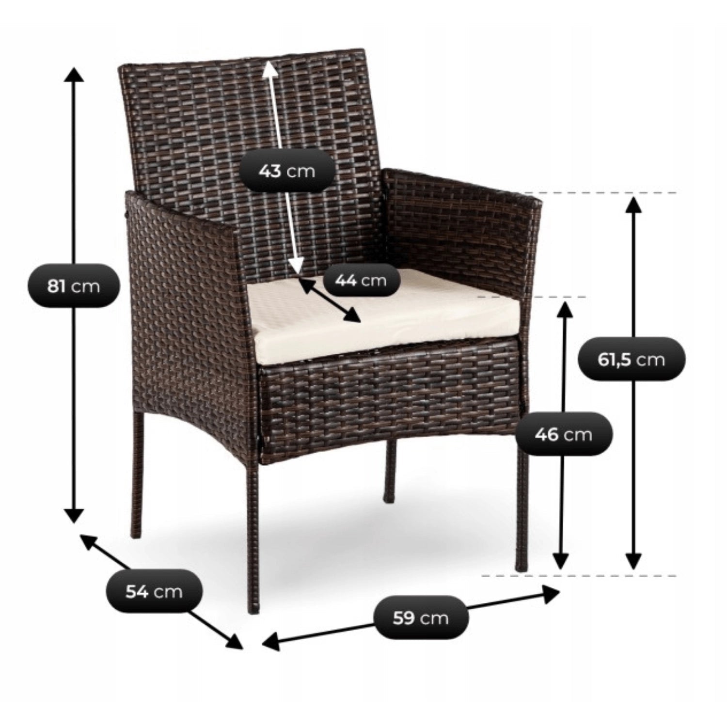 Ensemble de jardin MISSISSIPI en résine tressée avec table rectangulaire en verre - TRUST INDUSTRIE - Marron - 