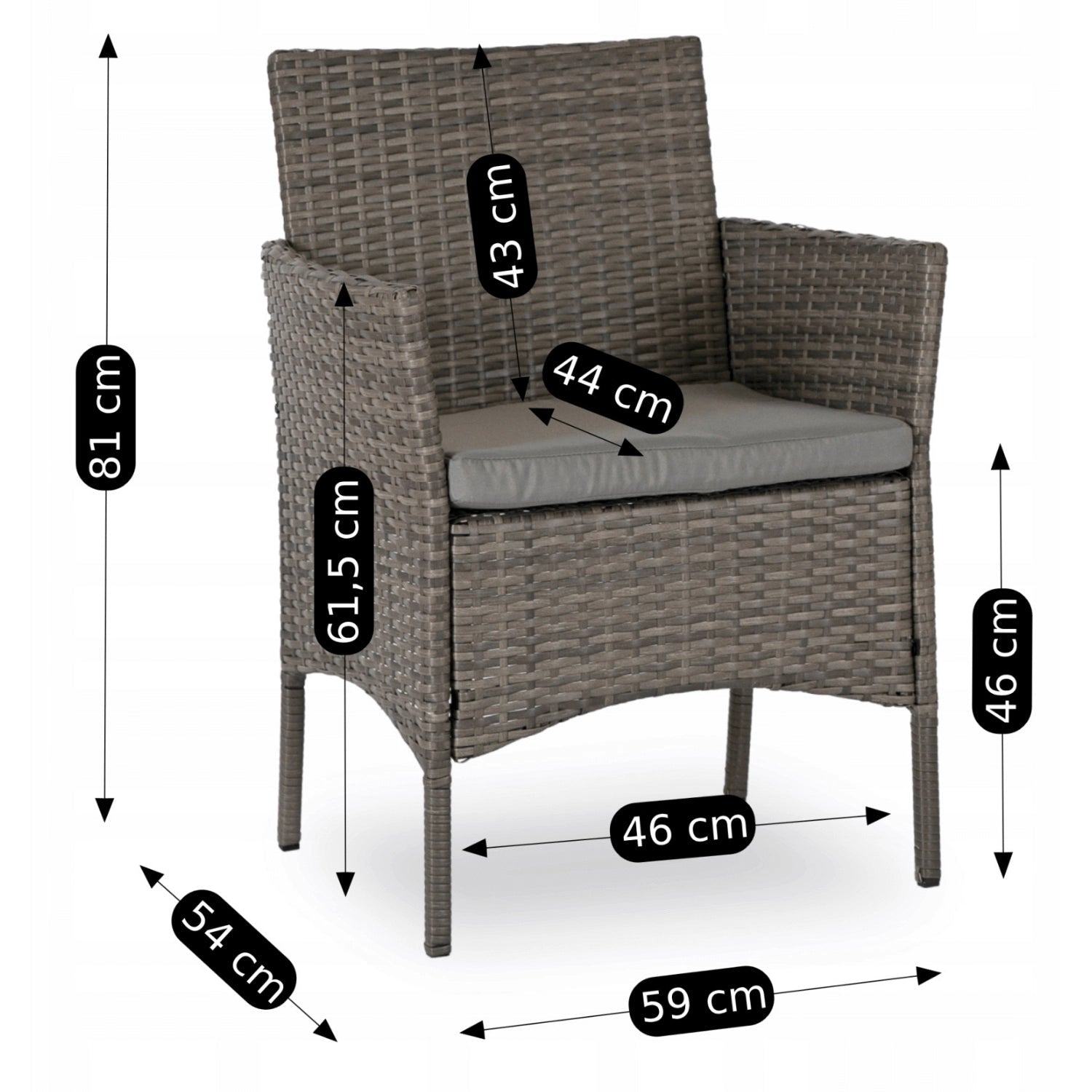 Ensemble de jardin MISSISSIPI en résine tressée avec table rectangulaire en verre - TRUST INDUSTRIE - Gris - 