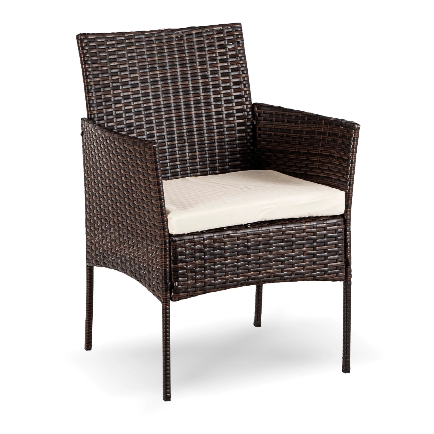 Ensemble de jardin MISSISSIPI en résine tressée avec table rectangulaire en verre - TRUST INDUSTRIE - Marron - 