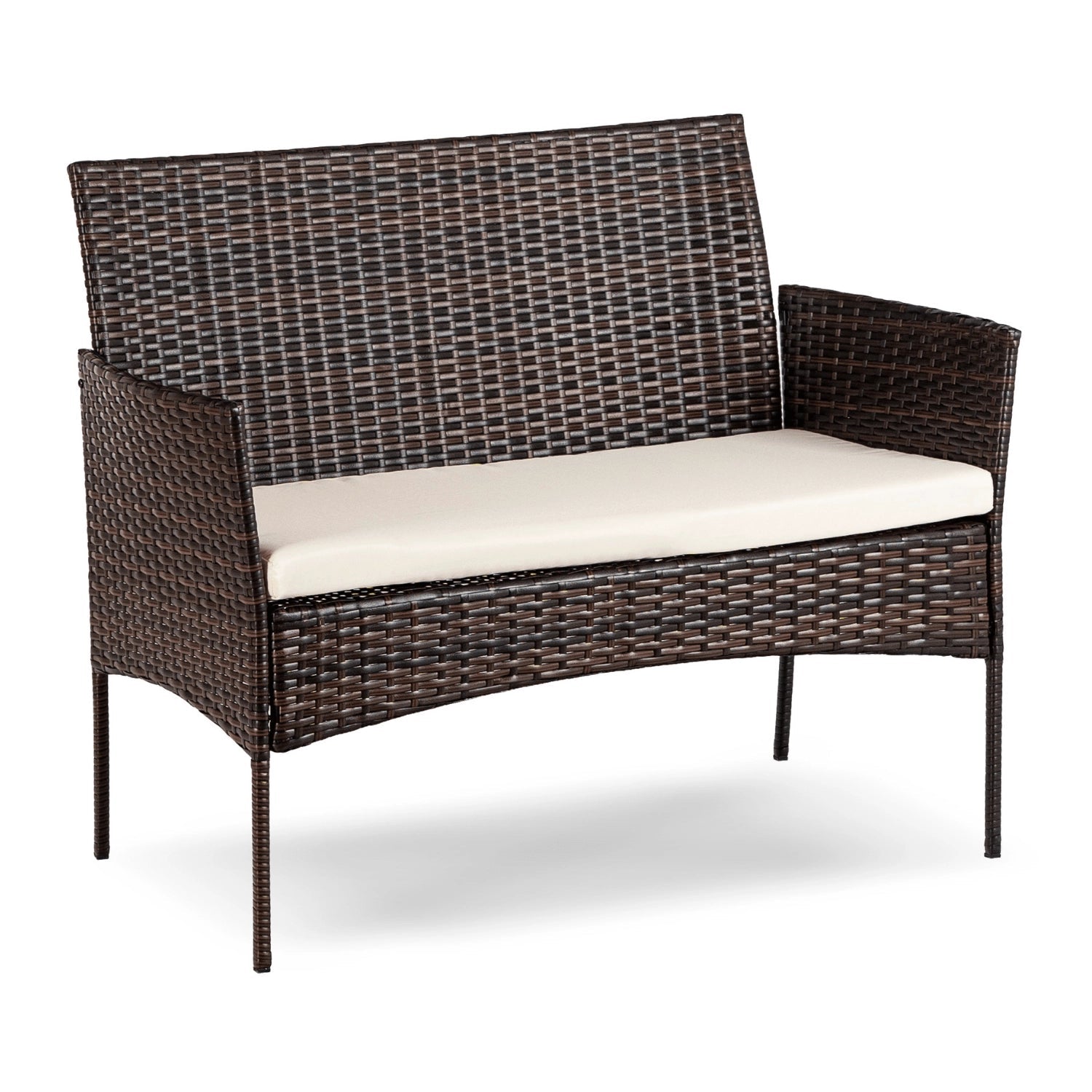Ensemble de jardin MISSISSIPI en résine tressée avec table rectangulaire en verre - TRUST INDUSTRIE - Marron - 