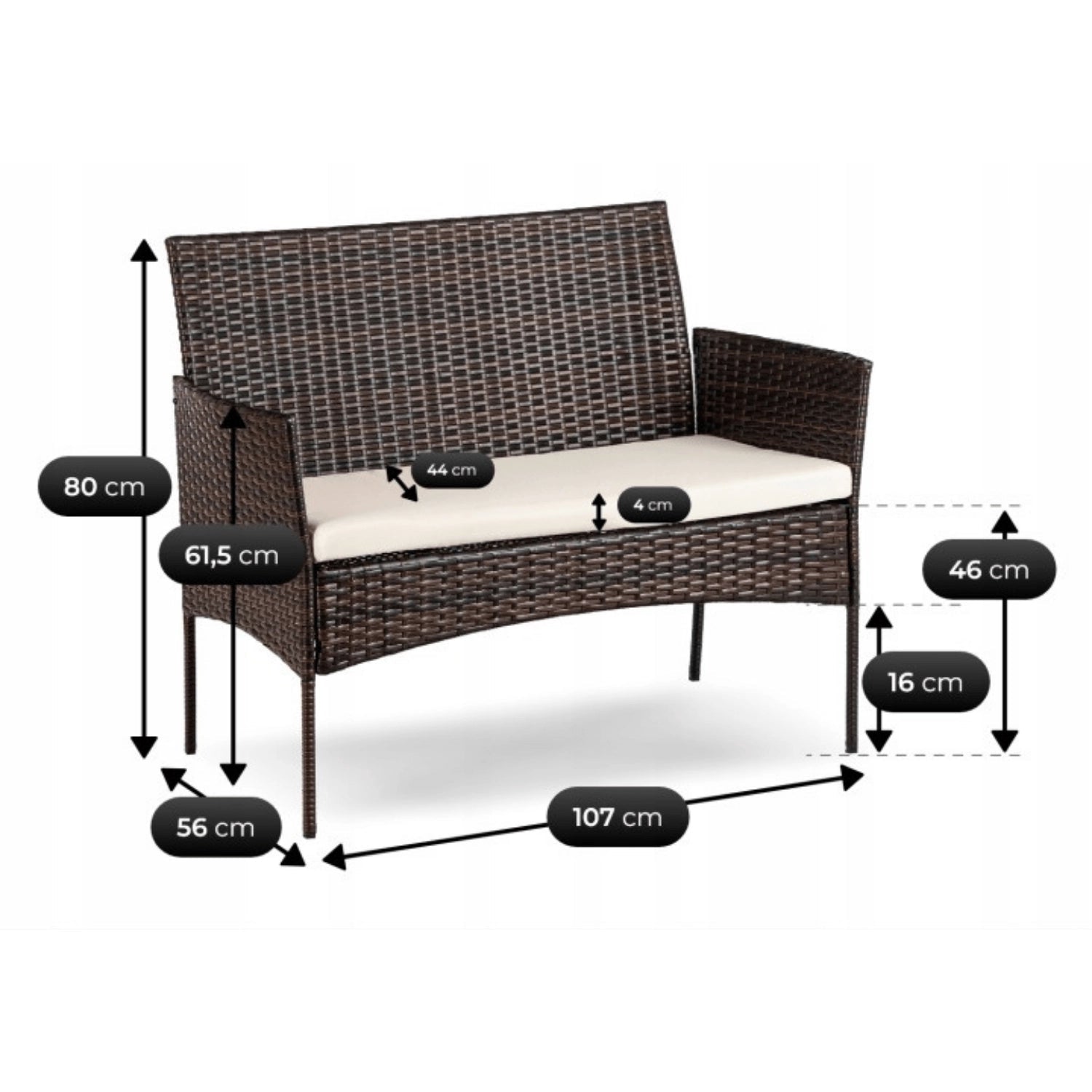 Ensemble de jardin MISSISSIPI en résine tressée avec table rectangulaire en verre - TRUST INDUSTRIE - Marron - 