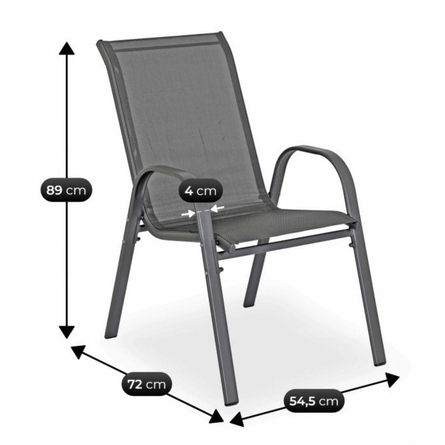 Ensemble de jardin NEBRASKA gris en métal avec table en verre et parasol - TRUST INDUSTRIE - 