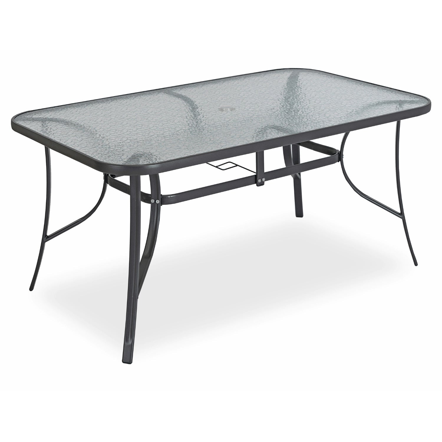 Ensemble de jardin NEBRASKA gris en métal avec table en verre et parasol - TRUST INDUSTRIE - 