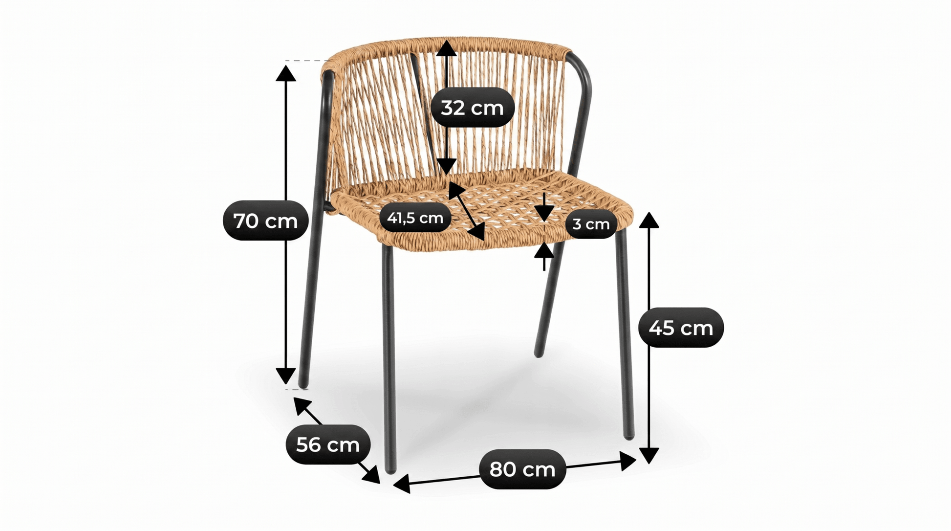 Ensemble de mobilier de jardin MILO – Table et chaises extérieur design - TRUST INDUSTRIE - 