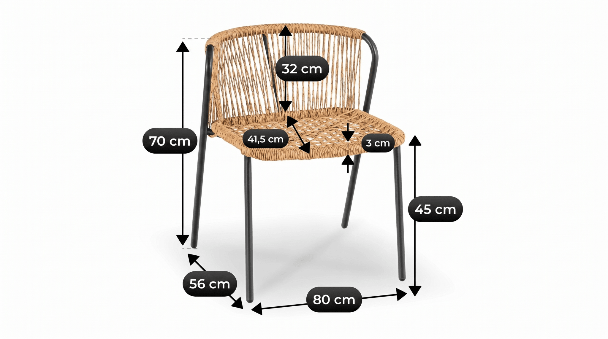Ensemble de mobilier de jardin MILO – Table et chaises extérieur design - TRUST INDUSTRIE - 