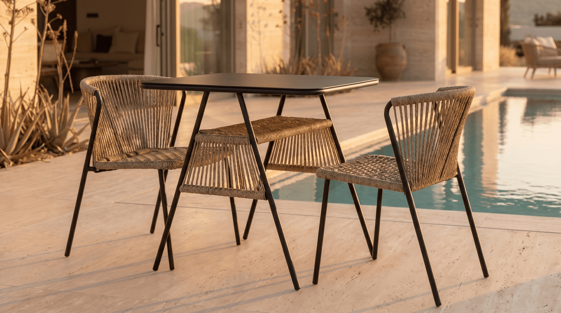 Ensemble de mobilier de jardin MILO – Table et chaises extérieur design - TRUST INDUSTRIE - 