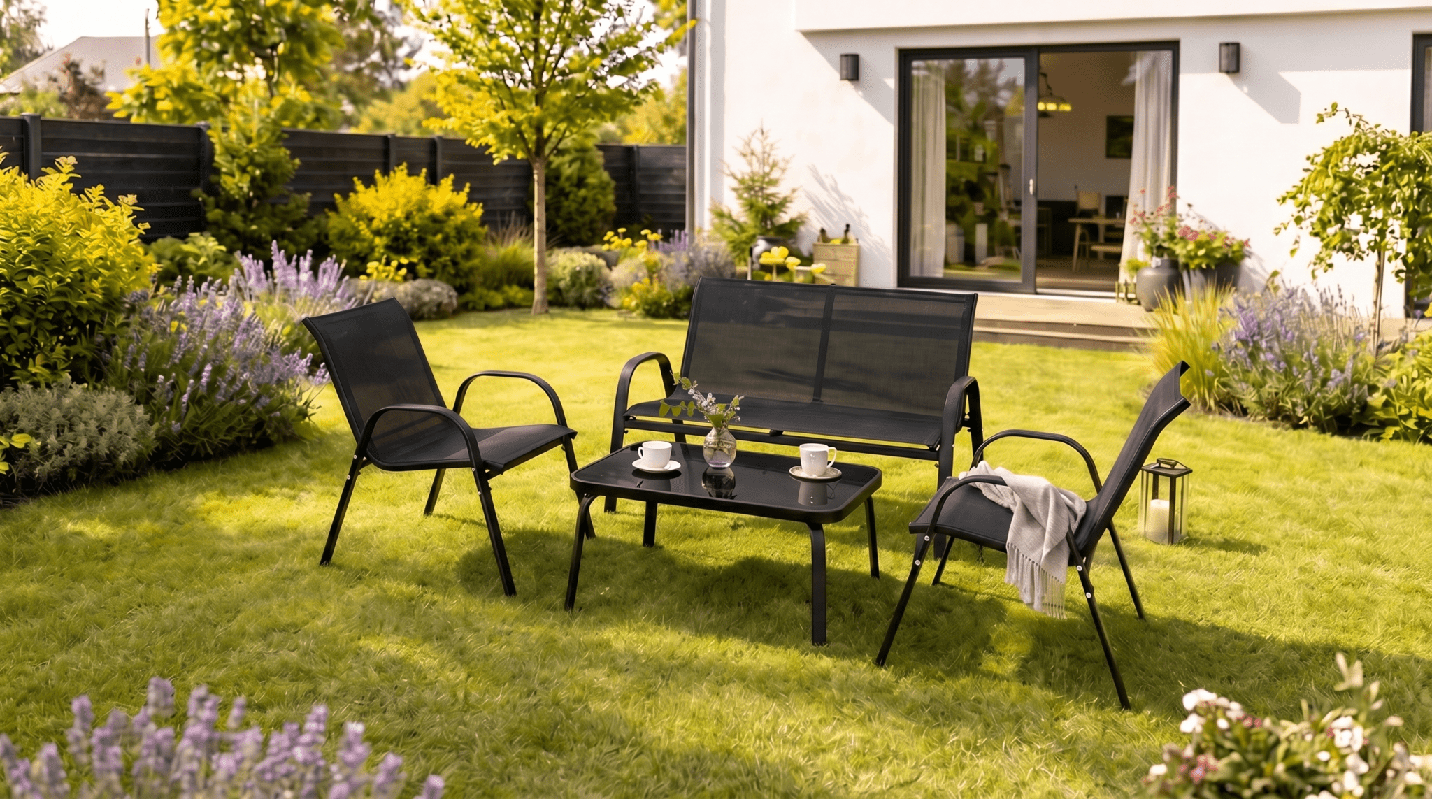Ensemble de mobilier de jardin MINNESOTA - TRUST INDUSTRIE - Noir - 