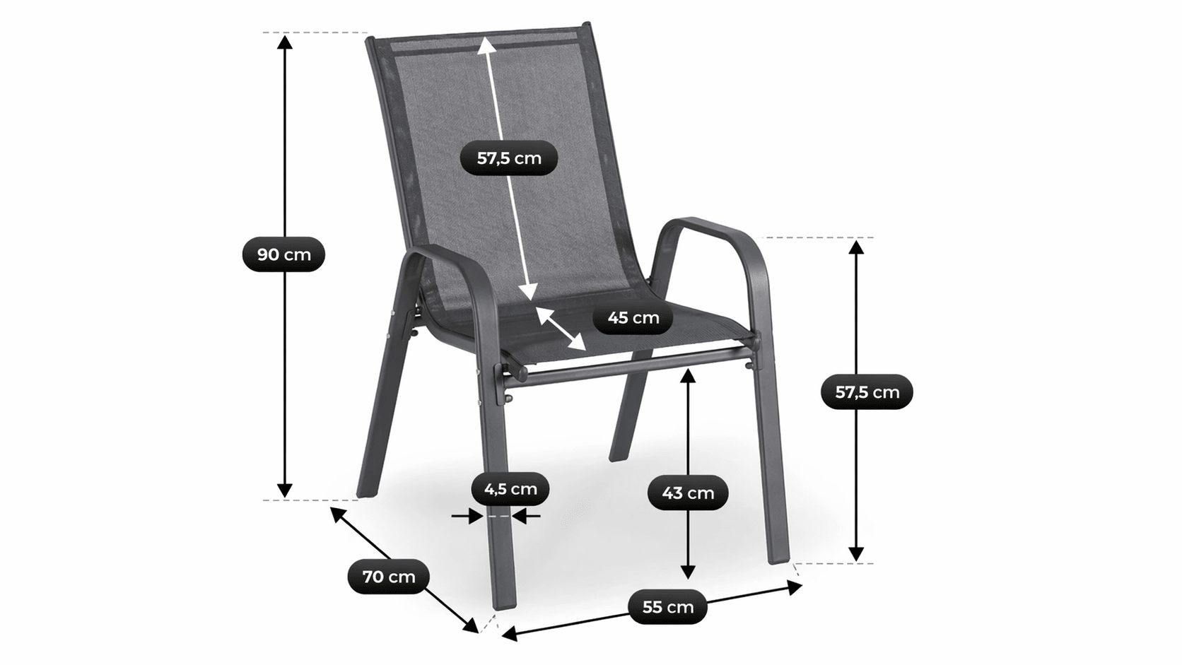 Ensemble de mobilier de jardin noir LIBERTY - TRUST INDUSTRIE - 