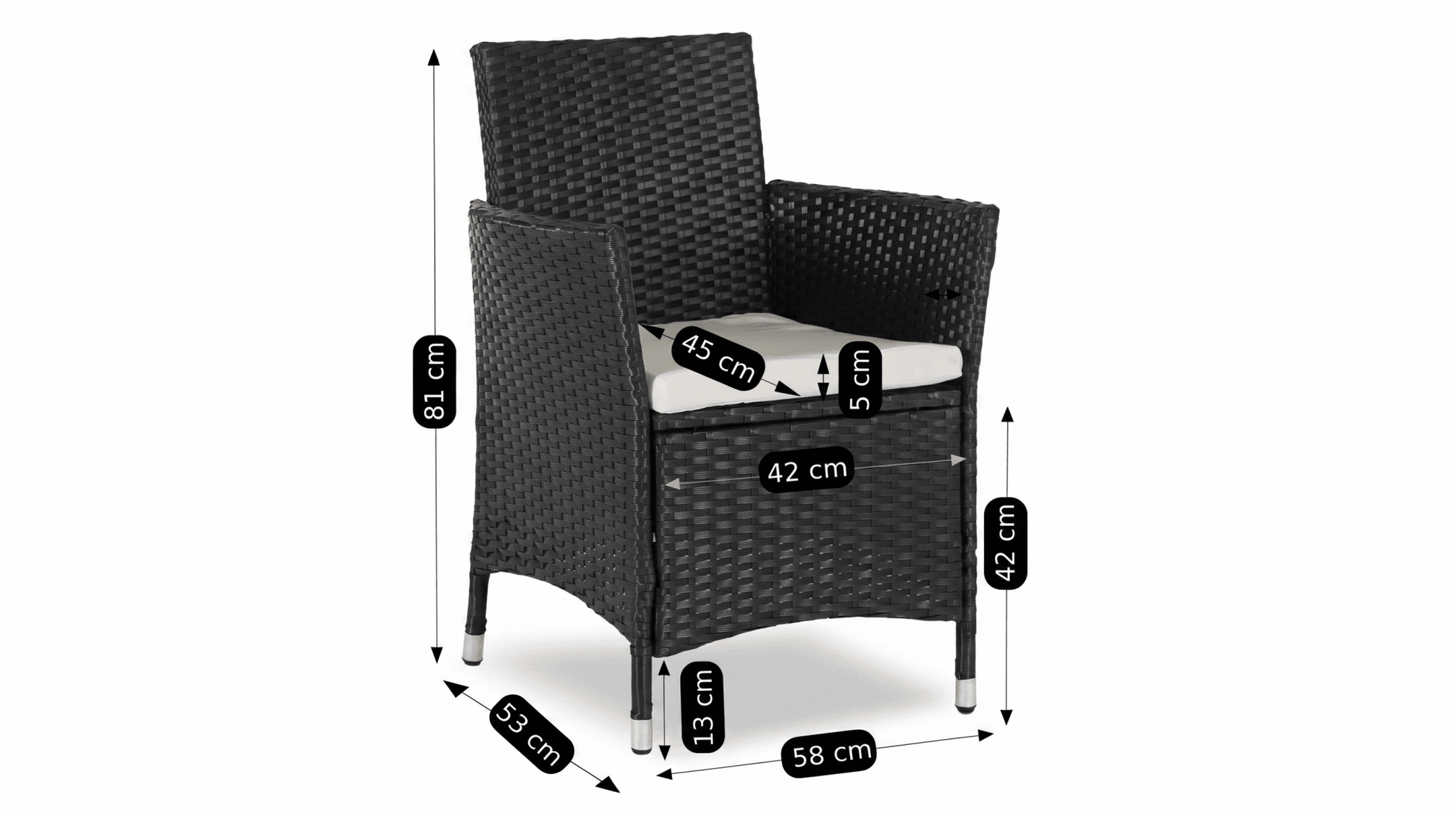 Ensemble de mobilier de jardin POMONA Noir/Beige - TRUST INDUSTRIE - 