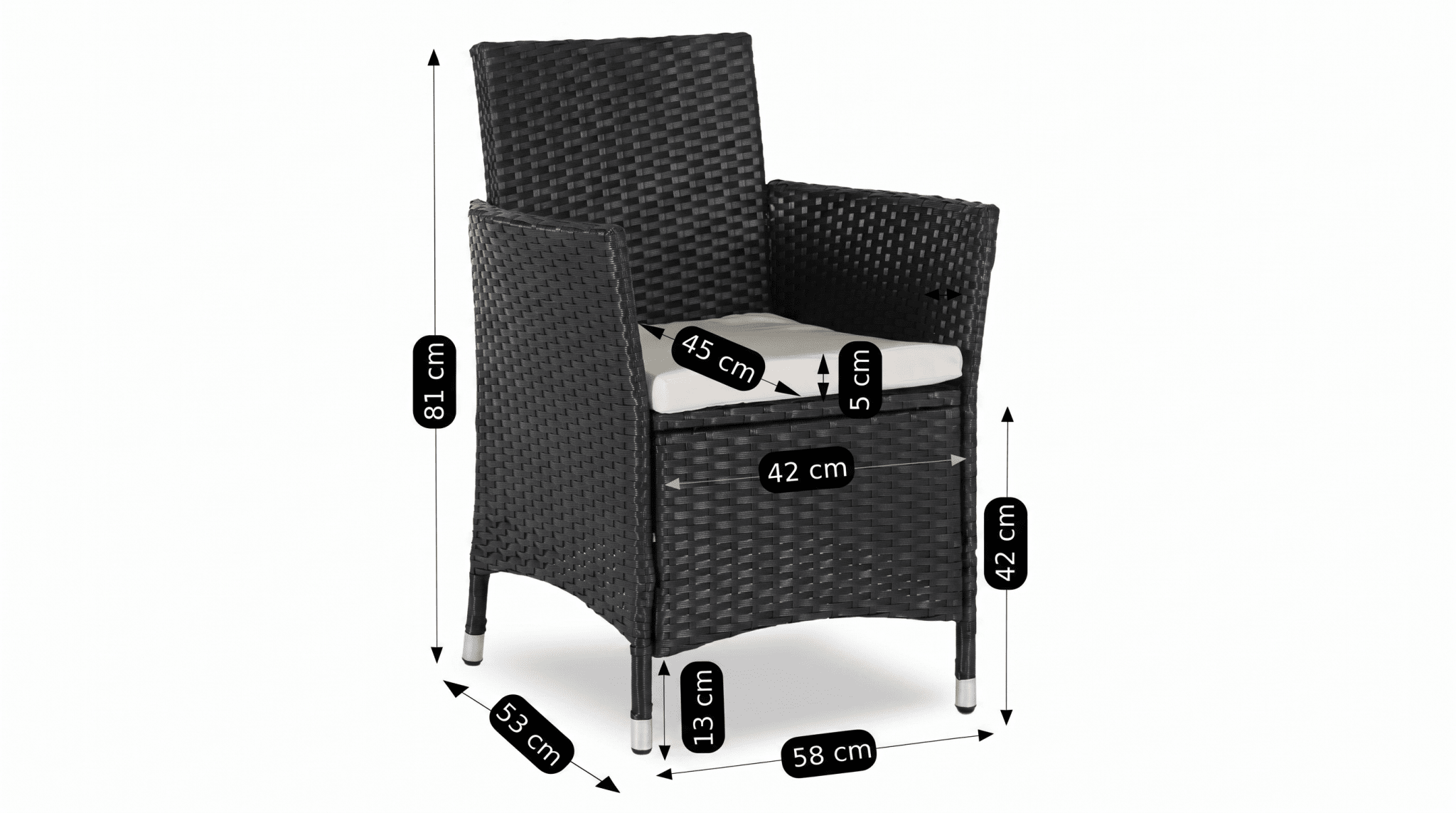Ensemble de mobilier de jardin POMONA Noir/Beige - TRUST INDUSTRIE - 