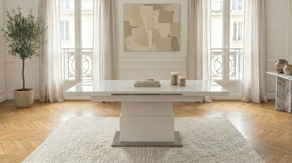 Table à manger rectangulaire extensible EXTA en verre trempé