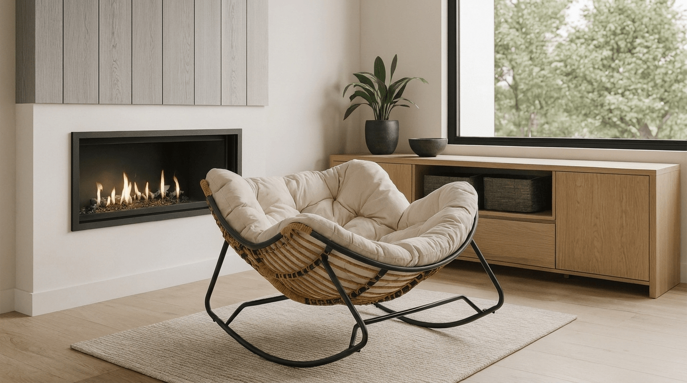 Fauteuil à bascule ELTON – design cocooning - TRUST INDUSTRIE - Beige - 
