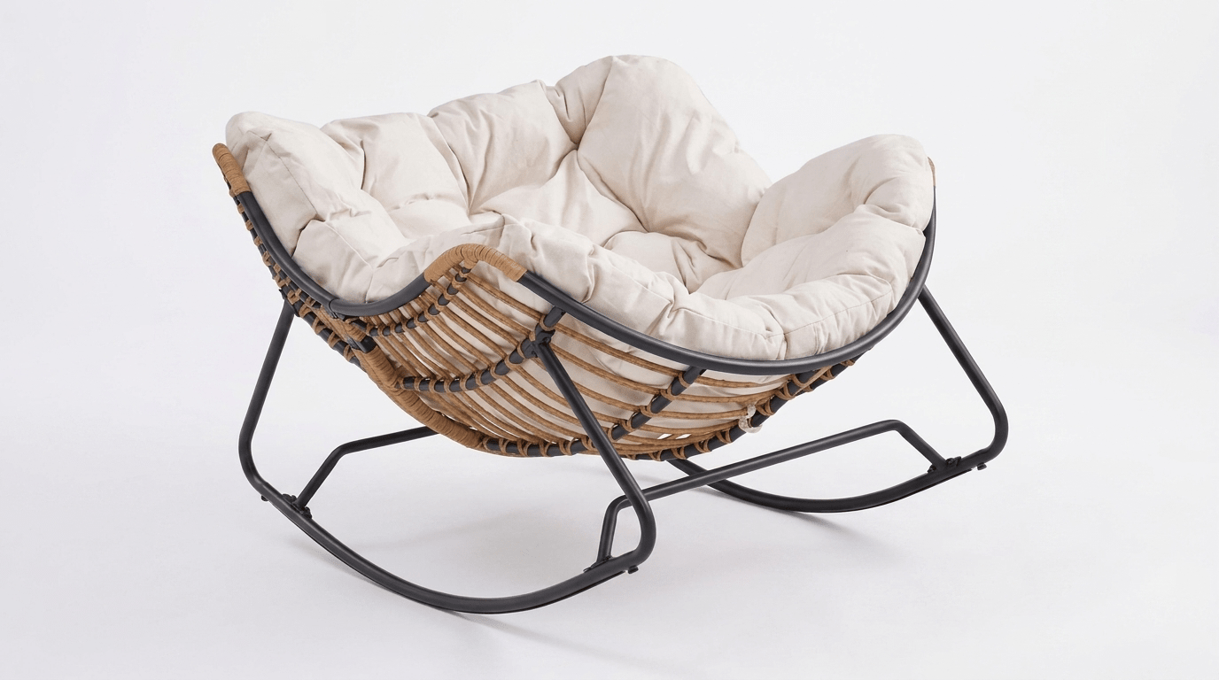 Fauteuil à bascule ELTON – design cocooning - TRUST INDUSTRIE - Beige - 