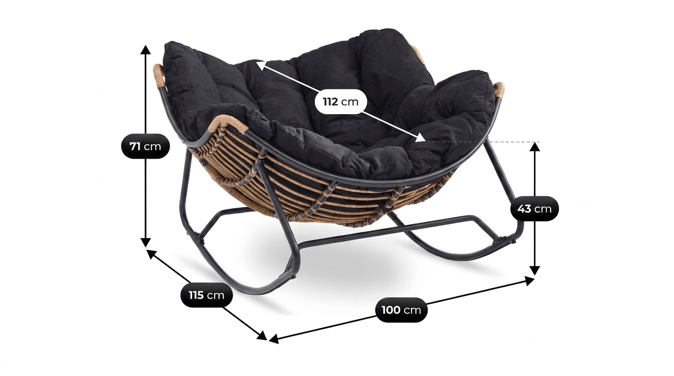 Fauteuil à bascule ELTON – design cocooning - TRUST INDUSTRIE - Noir - 