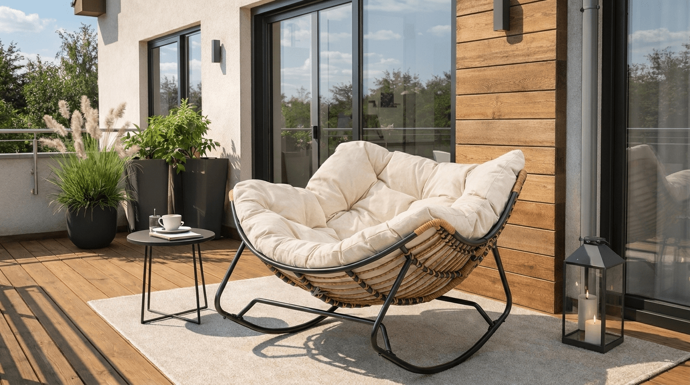 Fauteuil à bascule ELTON – design cocooning - TRUST INDUSTRIE - Beige - 