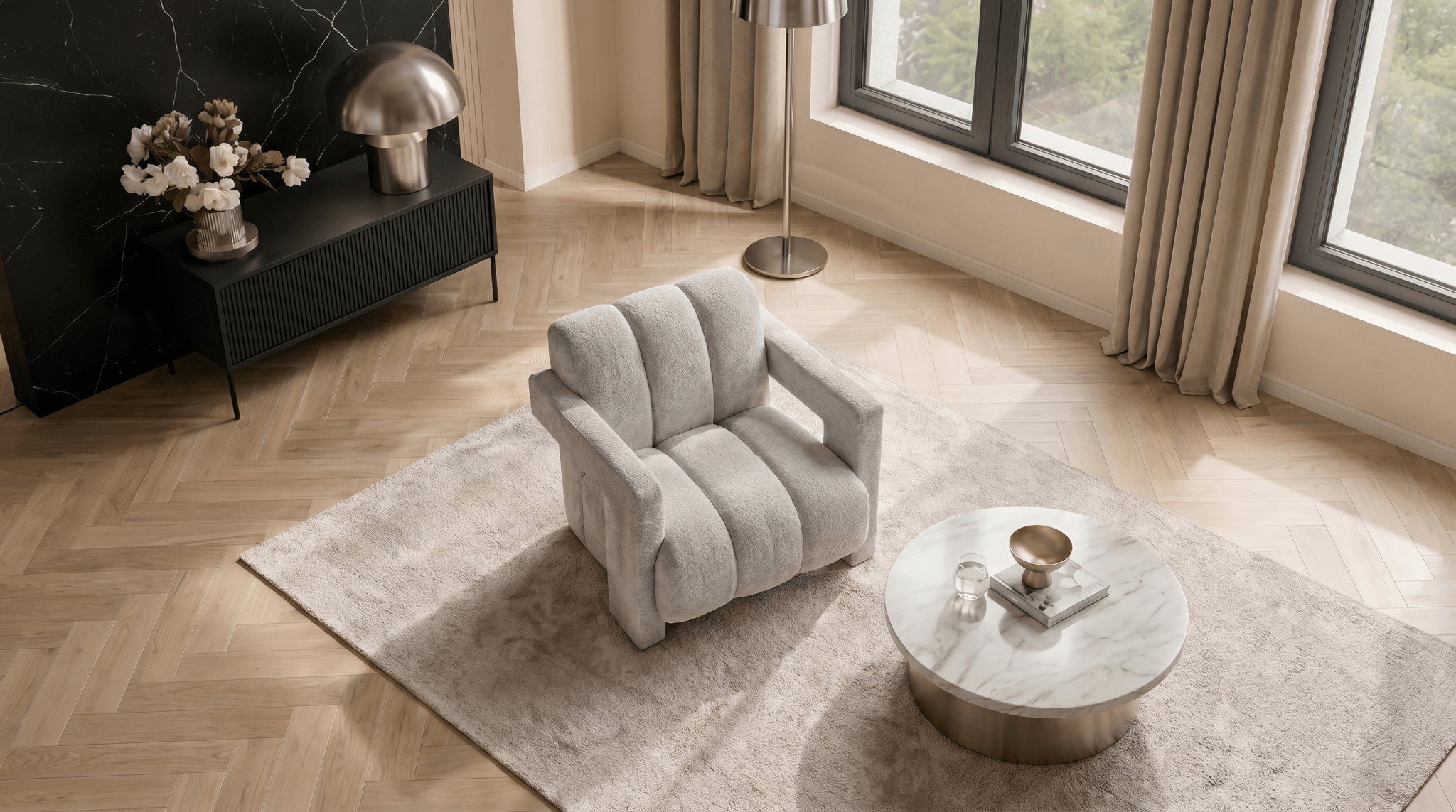 Fauteuil BENDER - TRUST INDUSTRIE - Crème - 