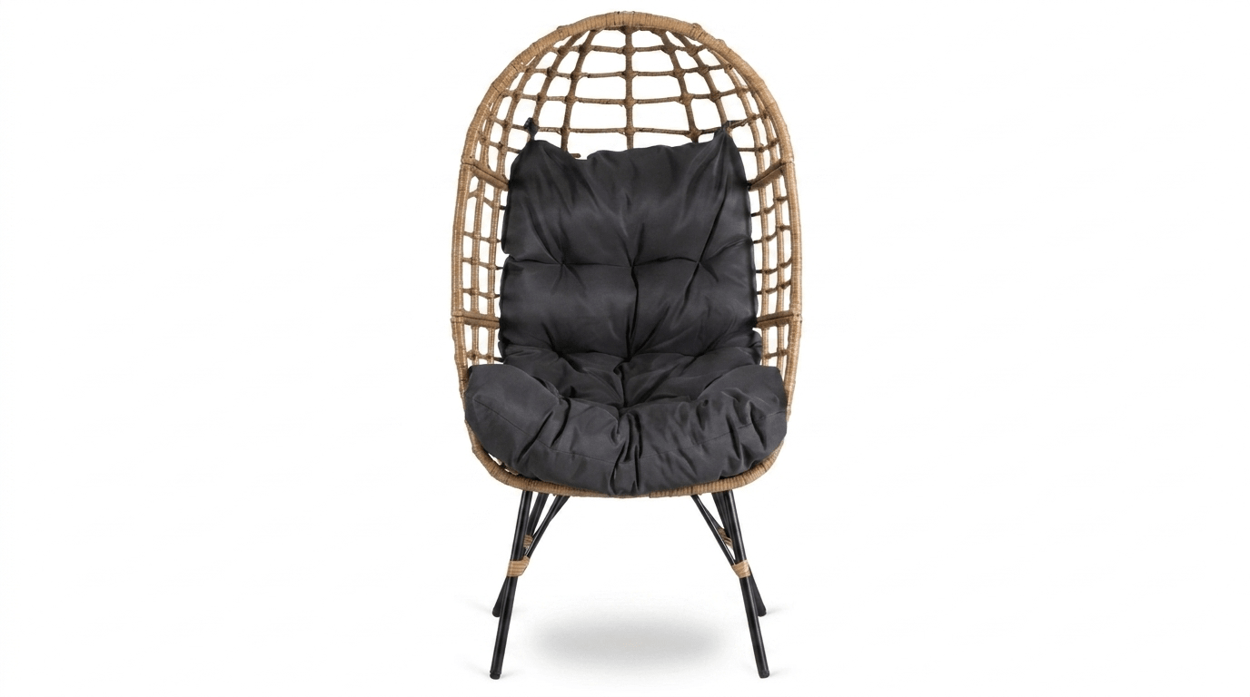 Fauteuil MADISON en rotin naturel avec coussin gris – design lounge - TRUST INDUSTRIE - 