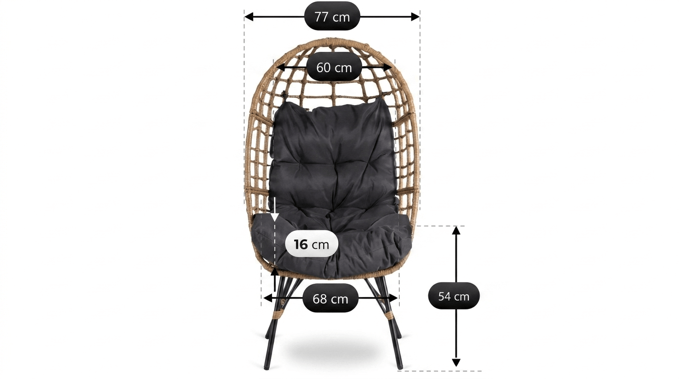 Fauteuil MADISON en rotin naturel avec coussin gris – design lounge - TRUST INDUSTRIE - 