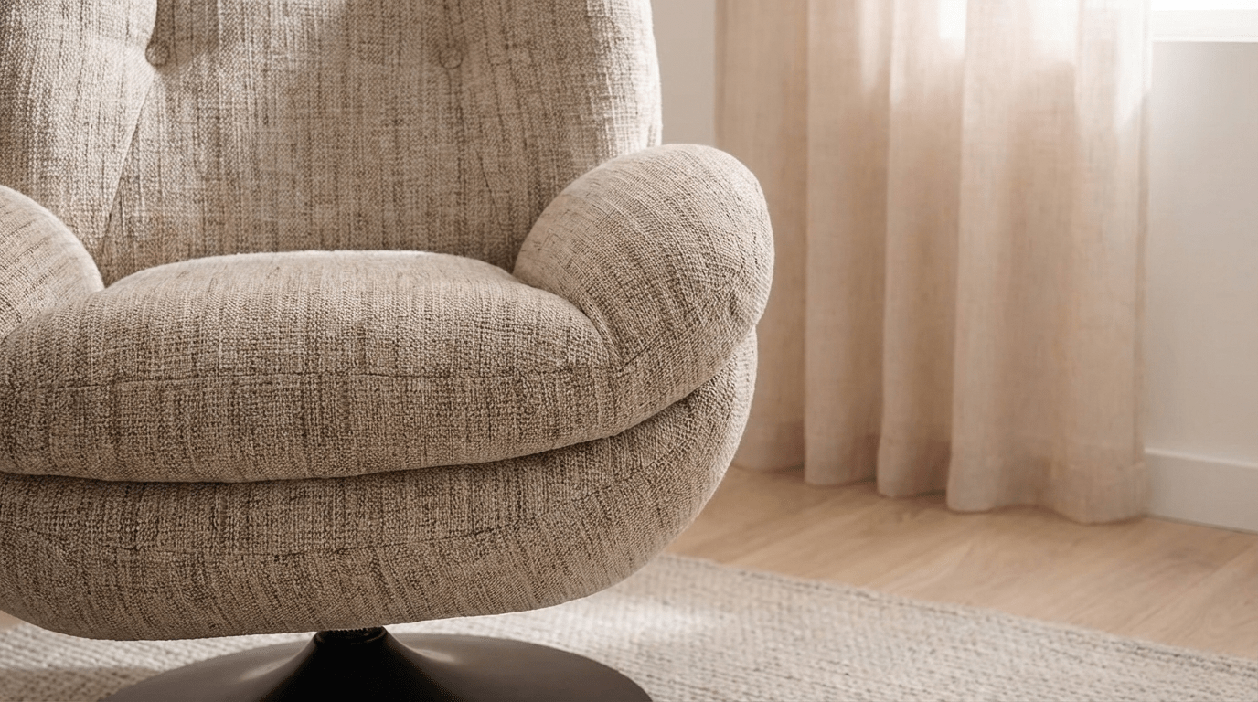 Fauteuil MEMENTO pivotant en tissu chiné beige design - TRUST INDUSTRIE - 