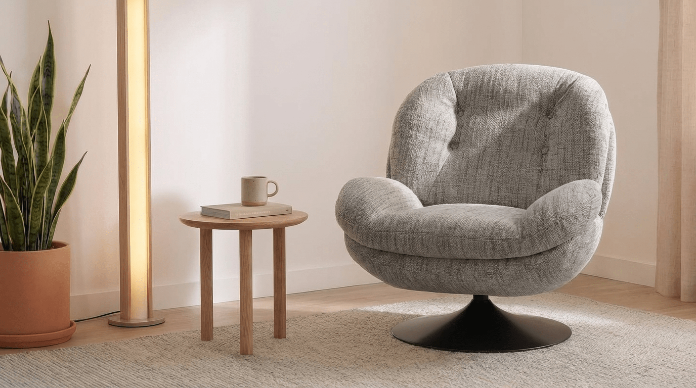 Fauteuil MEMENTO pivotant en tissu chiné design - TRUST INDUSTRIE - Gris - Avec - 