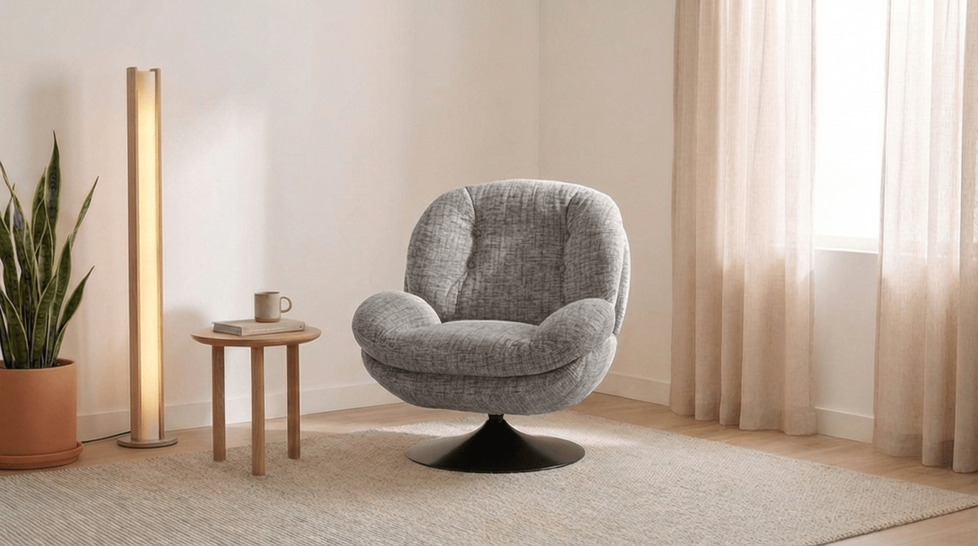 Fauteuil MEMENTO pivotant en tissu chiné design - TRUST INDUSTRIE - Gris - Avec - 