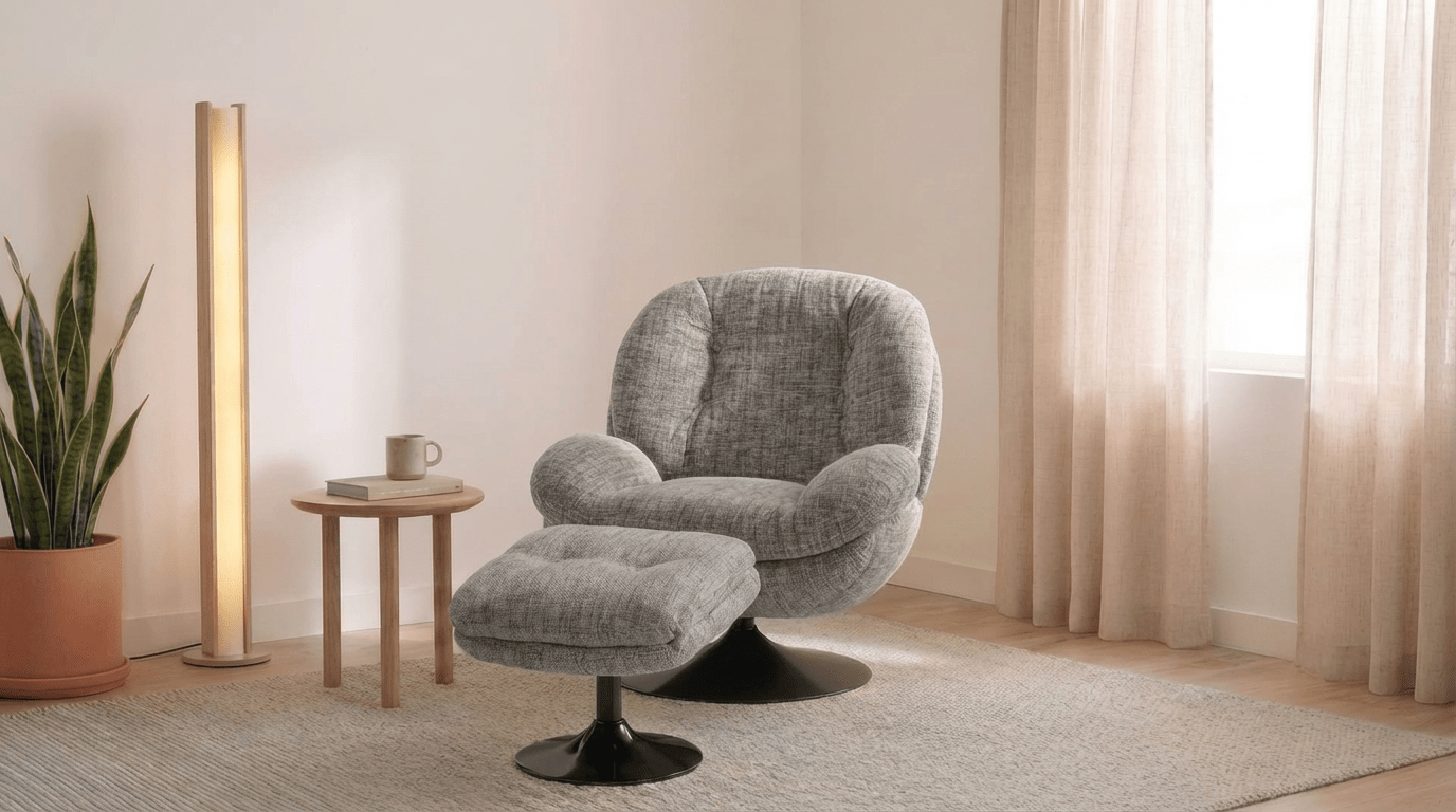 Fauteuil MEMENTO pivotant en tissu chiné design - TRUST INDUSTRIE - Gris - Avec - 