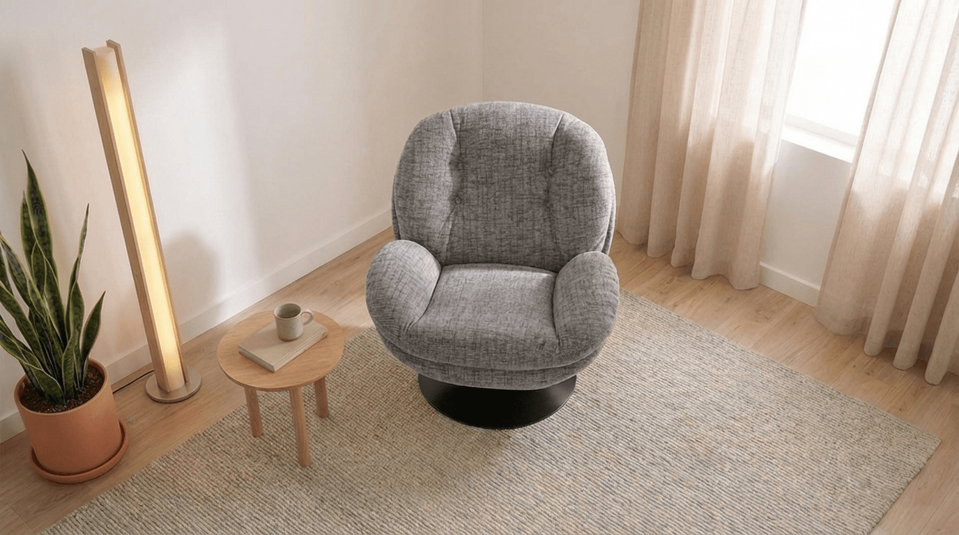 Fauteuil MEMENTO pivotant en tissu chiné design - TRUST INDUSTRIE - Gris - Avec - 