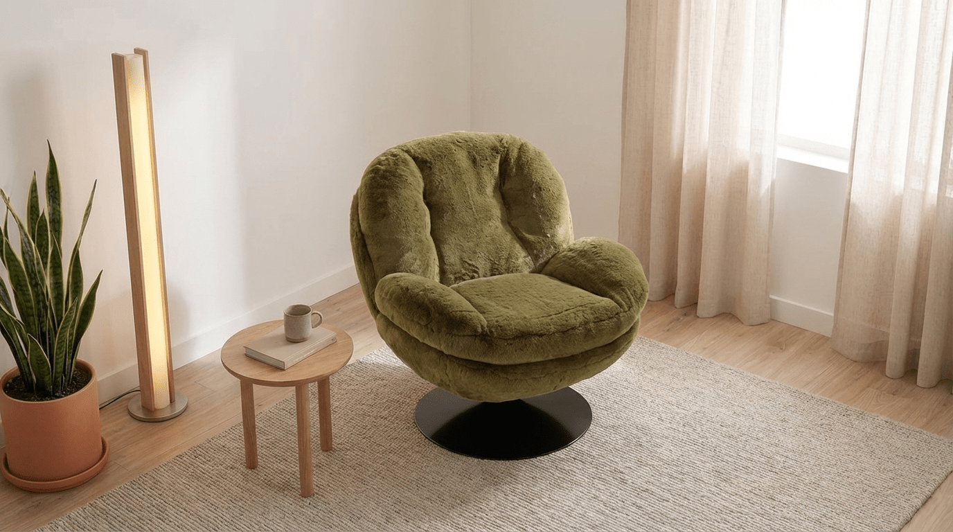 Fauteuil MEMENTO pivotant en velours design - TRUST INDUSTRIE - Avec - Vert - 