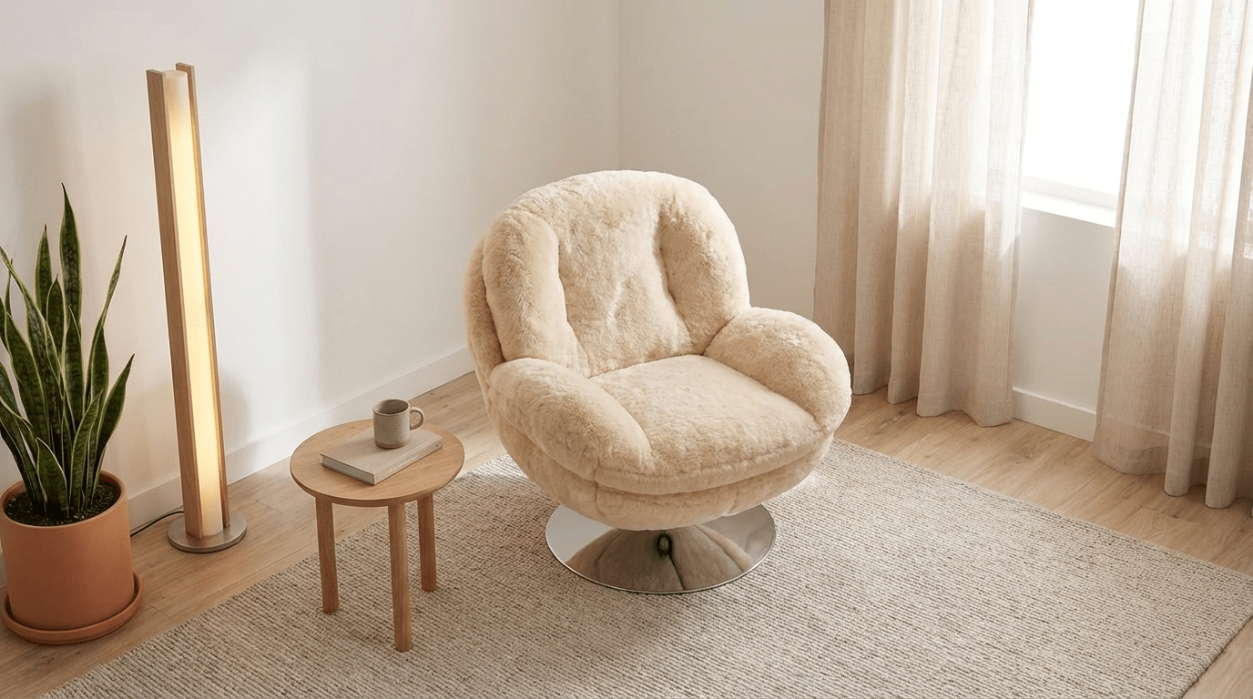 Fauteuil MEMENTO pivotant en velours design - TRUST INDUSTRIE - Avec - Beige - 