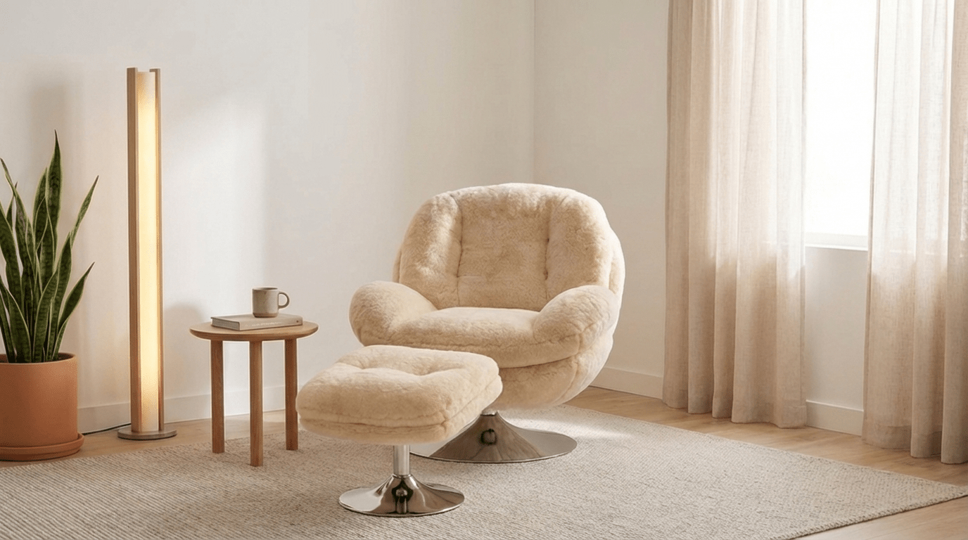 Fauteuil MEMENTO pivotant en velours design - TRUST INDUSTRIE - Avec - Beige - 