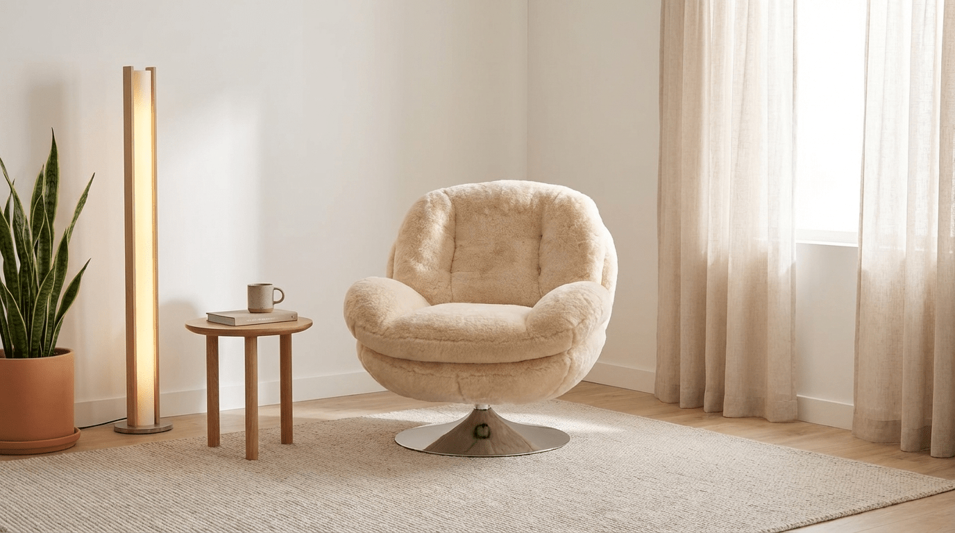 Fauteuil MEMENTO pivotant en velours design - TRUST INDUSTRIE - Avec - Beige - 