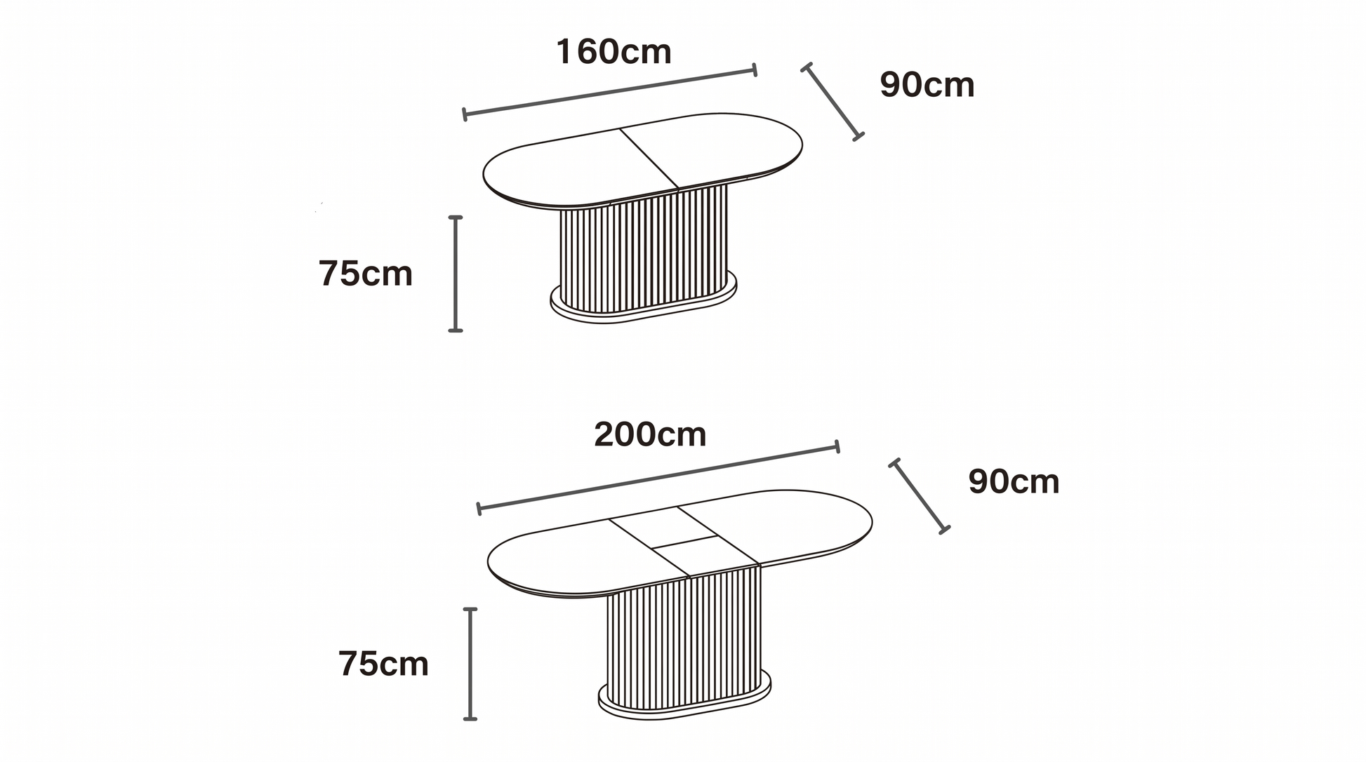 Table à manger ovale extensible LOKA pour 8 personnes avecplateau céramique - TRUST INDUSTRIE - Effet travertin - Effet noyer