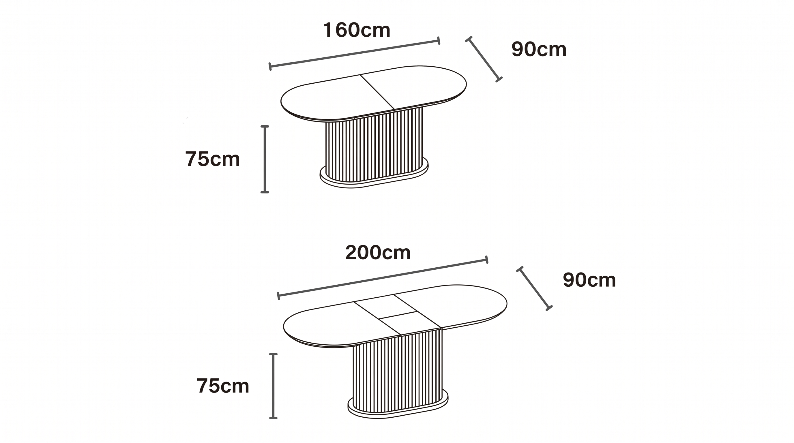 Table à manger ovale extensible LOKA pour 8 personnes avecplateau céramique - TRUST INDUSTRIE - Effet travertin - Effet noyer